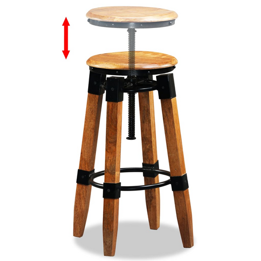 vidaXL Bar Stools 2 pcs Solid Mango Wood - Industrial Style and Durability