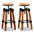 vidaXL Bar Stools 2 pcs Solid Mango Wood - Industrial Style and Durability
