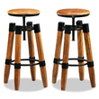 vidaXL Bar Stools 2 pcs Solid Mango Wood - Industrial Style and Durability
