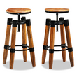 vidaXL Bar Stools 2 pcs Solid Mango Wood - Industrial Style and Durability