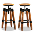 vidaXL Bar Stools 2 pcs Solid Mango Wood - Industrial Style and Durability