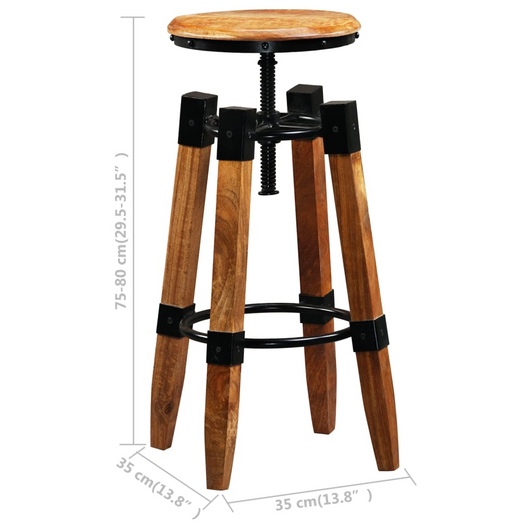 vidaXL Bar Stools 2 pcs Solid Mango Wood - Industrial Style and Durability