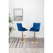 Brightcast 2-Piece Velvet Tufted Gold Bar Stools in Blue - Luxurious Comfort and Style for Your Home