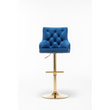 Brightcast 2-Piece Velvet Tufted Gold Bar Stools in Blue - Luxurious Comfort and Style for Your Home