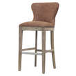 Dorsey Bar Stool - Elegant Faux Leather Wing Back Style with Driftwood Legs