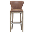 Dorsey Bar Stool - Elegant Faux Leather Wing Back Style with Driftwood Legs