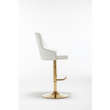 Brightcast 2-piece Velvet Tufted Gold Bar Stools in White - Luxurious Modern Design, Adjustable Height, Swivel Mechanism