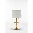 Brightcast 2-piece Velvet Tufted Gold Bar Stools in White - Luxurious Modern Design, Adjustable Height, Swivel Mechanism