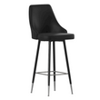 Set of 2 Bar Height Stools - Solid Black Metal Frames, Black LeatherSoft Upholstery