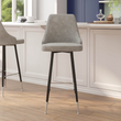 Set of 2 Bar Height Stools - Solid Black Metal Frames, Gray LeatherSoft Upholstery