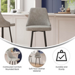 Set of 2 Bar Height Stools - Solid Black Metal Frames, Gray LeatherSoft Upholstery